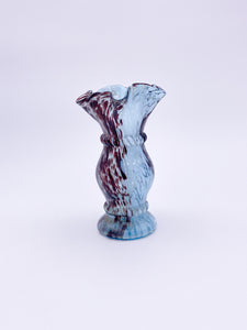 Blue and Brown Spatter Glass Vase