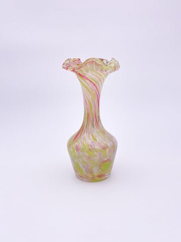 Pink and Green Spatter Glass Vase