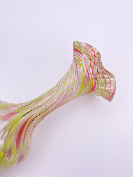 Pink and Green Spatter Glass Vase