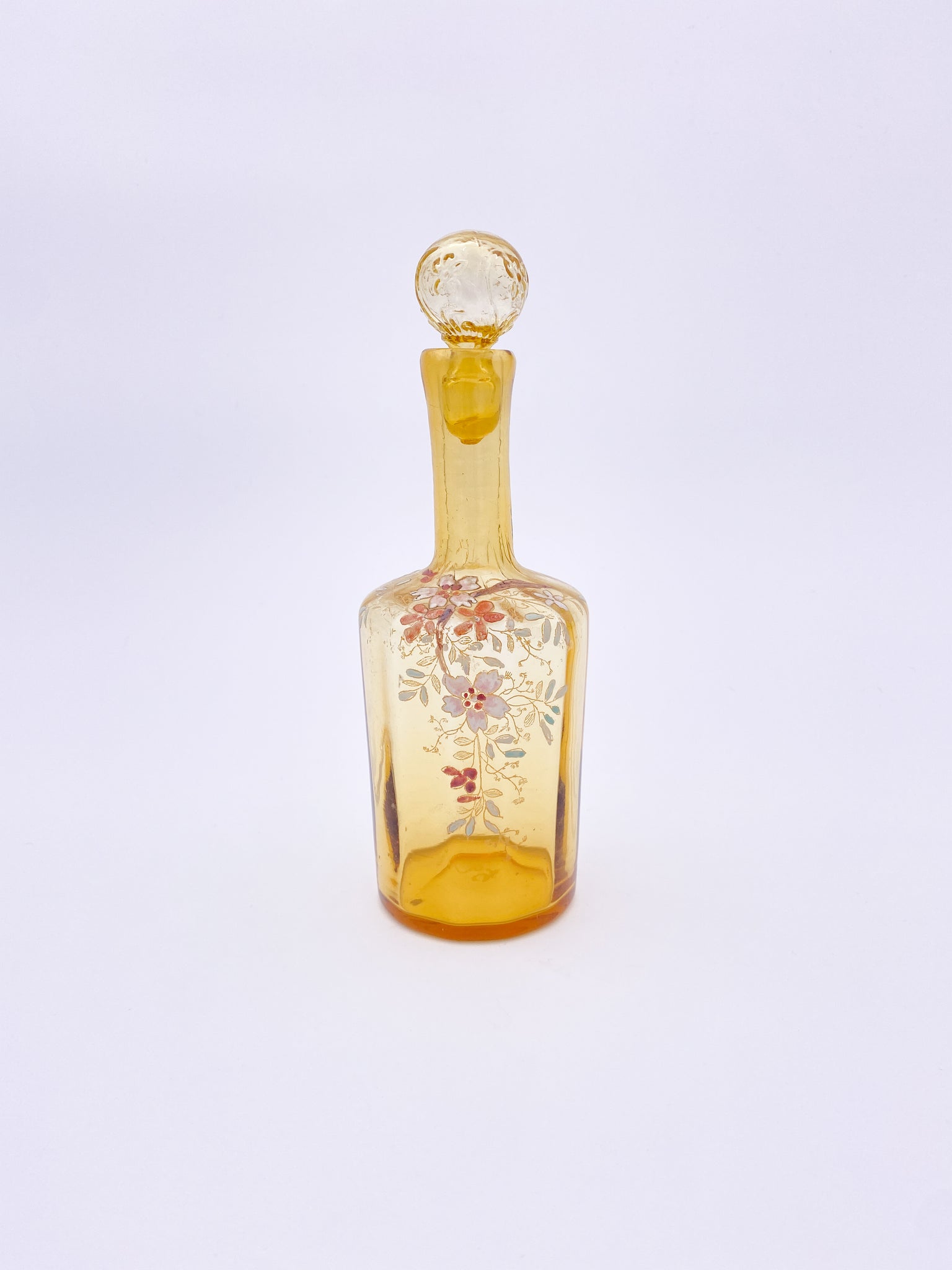 Amber Enameled Glass Bottle