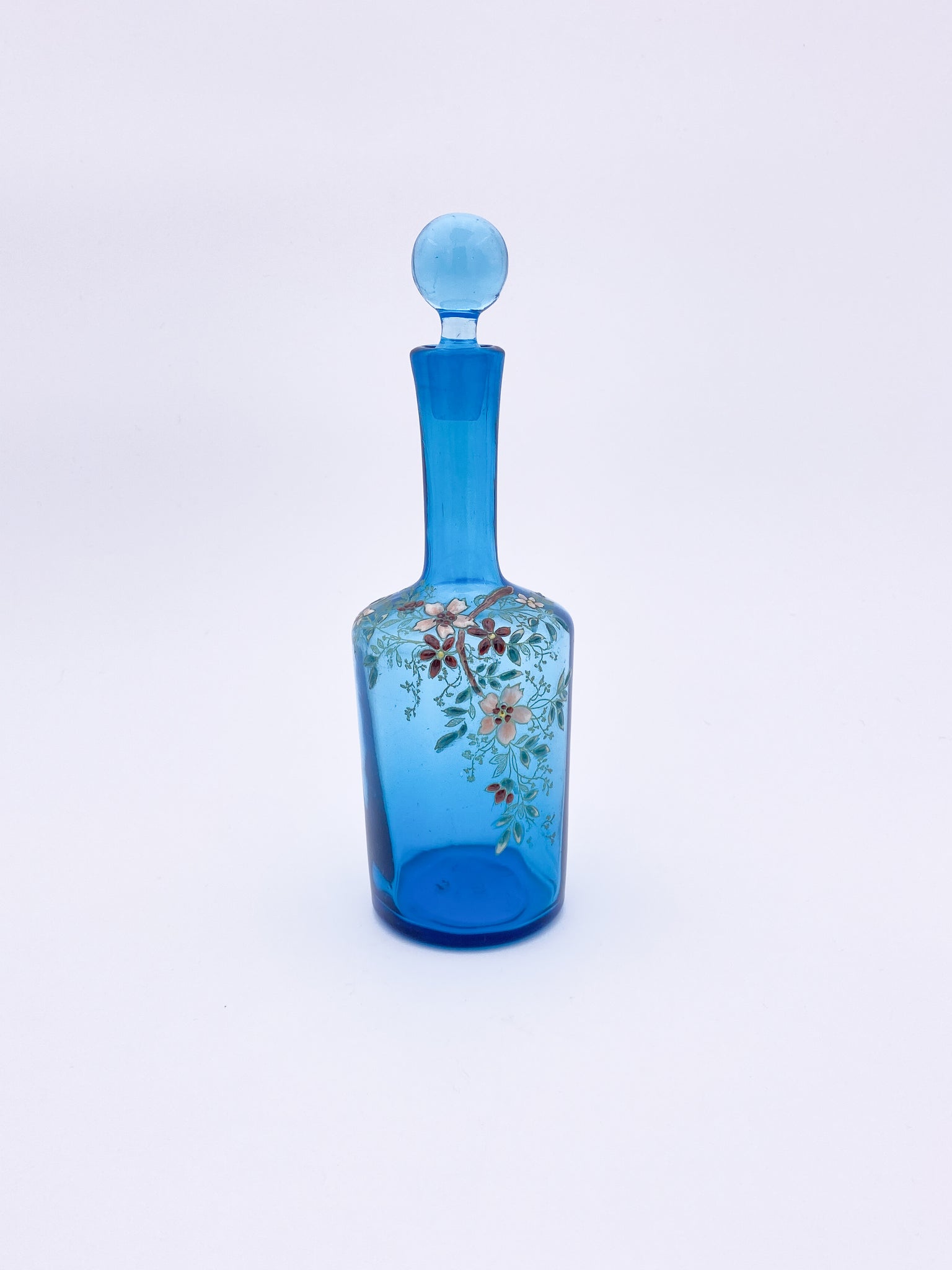 Blue Enameled Glass Bottle