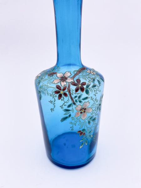 Blue Enameled Glass Bottle