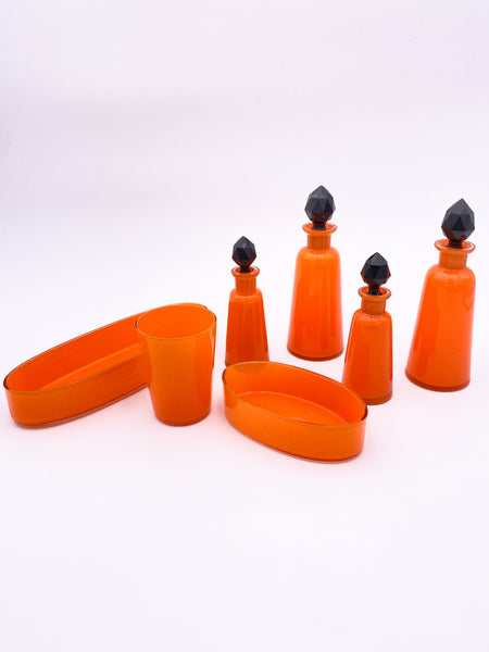 Orange Glass Vanity Set