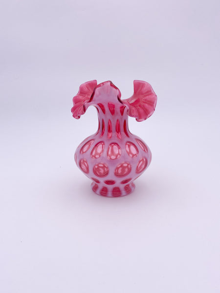 Ruffled Opalescent Glass Vase