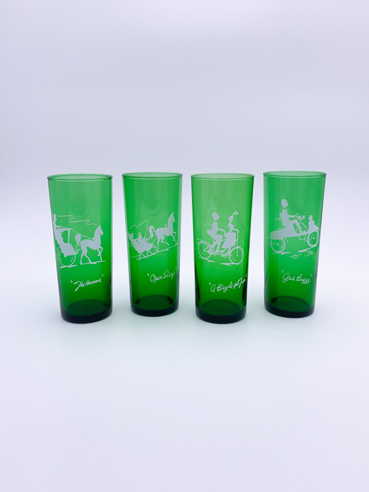 Set of 4 Green Glasses