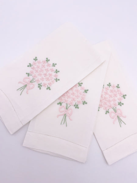 Pink Bouquet Embroidered Napkin Set