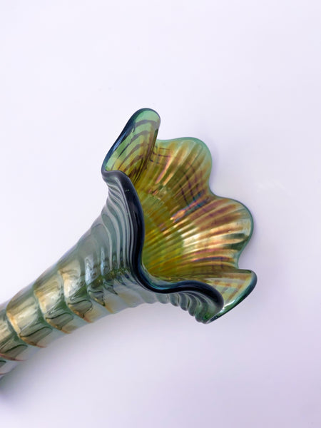 Green and Gold Iridescent Vase