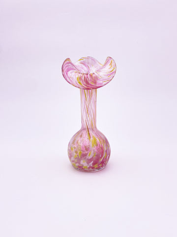 Pink & Yellow Spatter Glass Vase