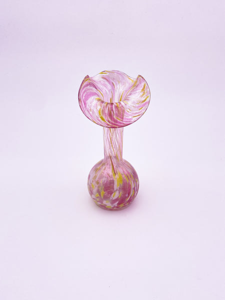 Pink & Yellow Spatter Glass Vase