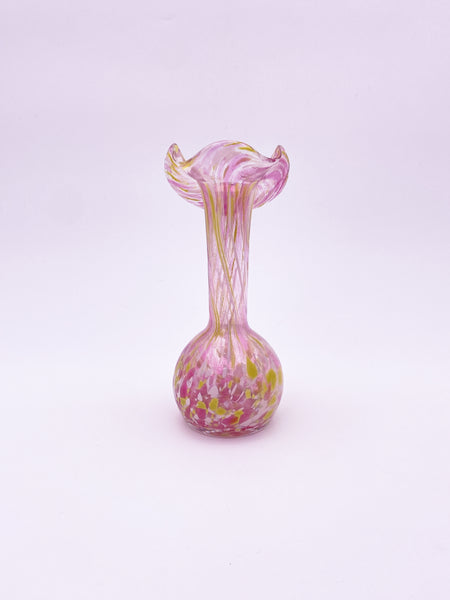 Pink & Yellow Spatter Glass Vase