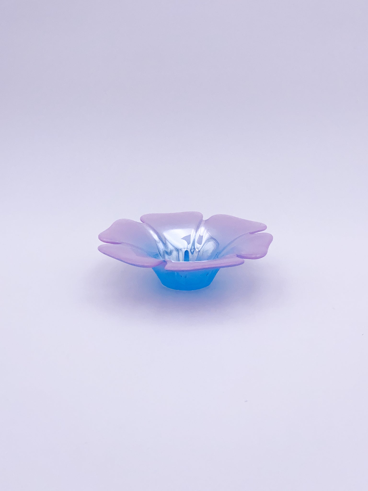 Blue Iridescent Flower Dish