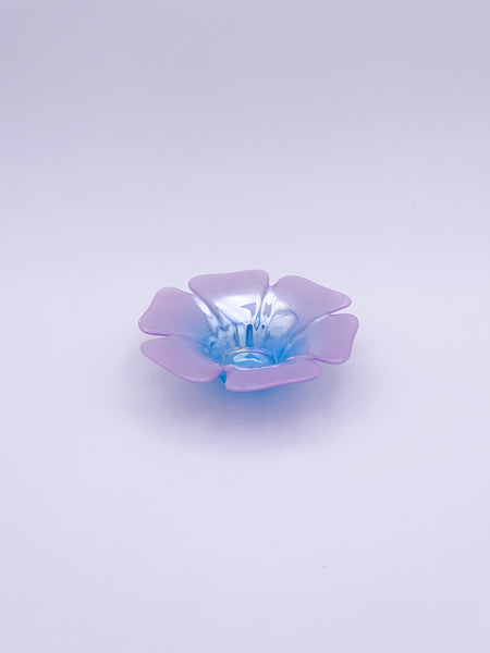 Blue Iridescent Flower Dish