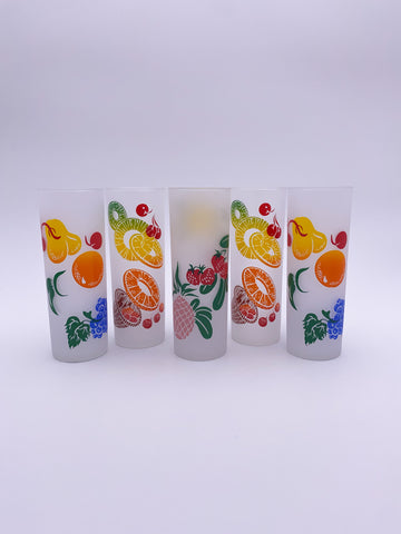 Set of 5 Frosted Fruits Glasses