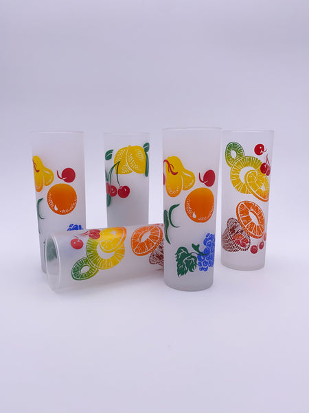 Set of 5 Frosted Fruits Glasses