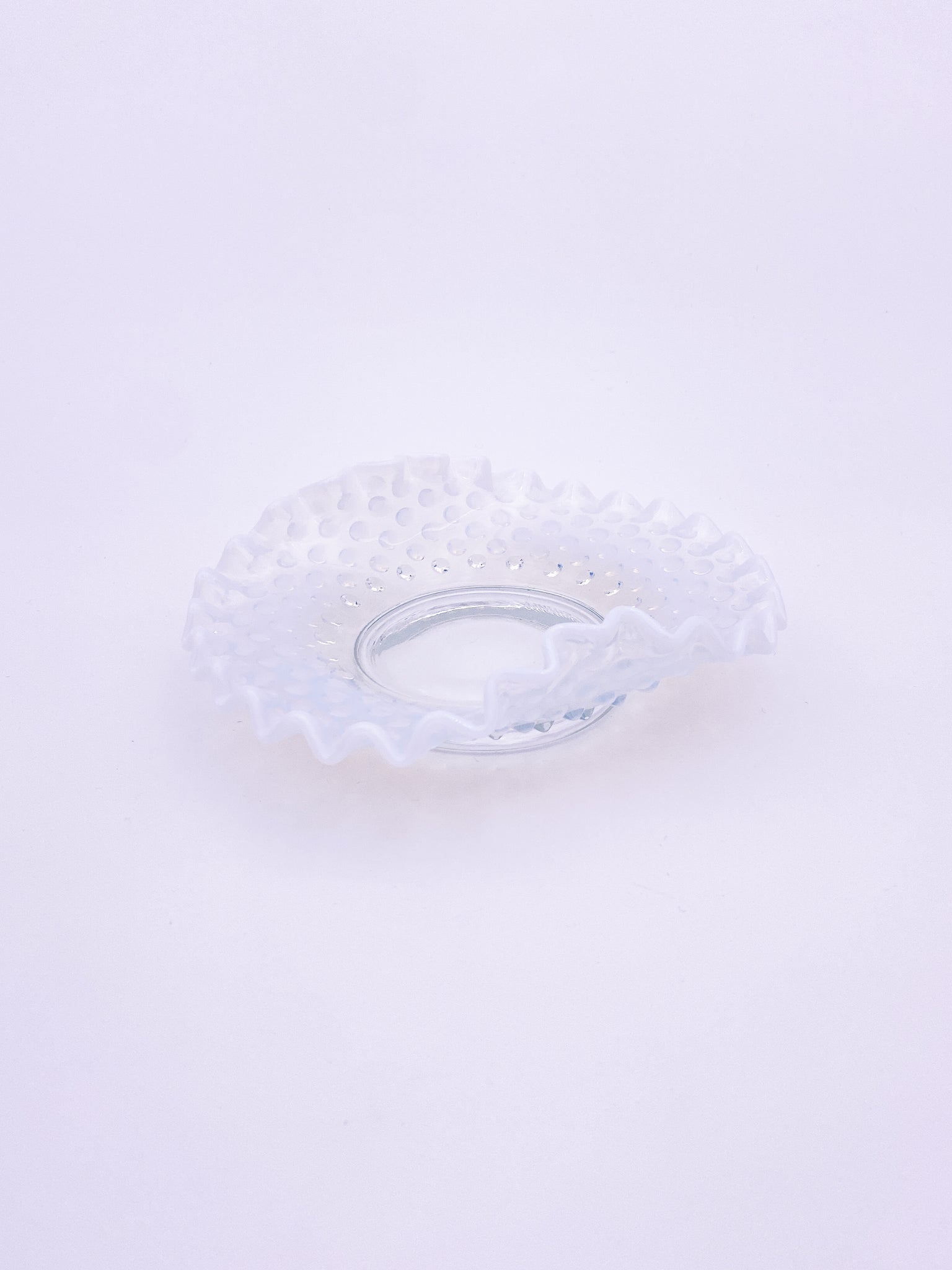 Opalescent Hobnail Glass Dish