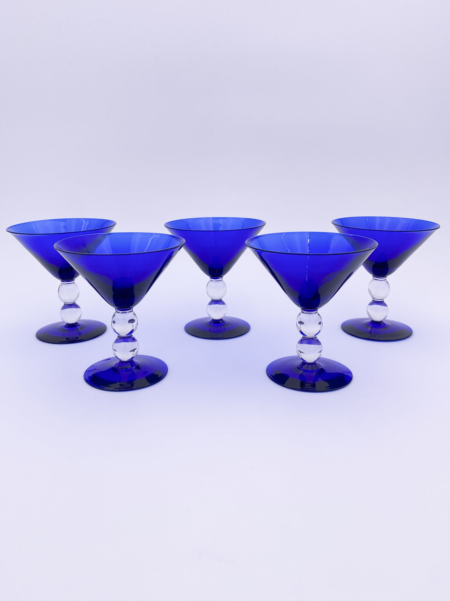 Cobalt Blue Martini Glasses Set