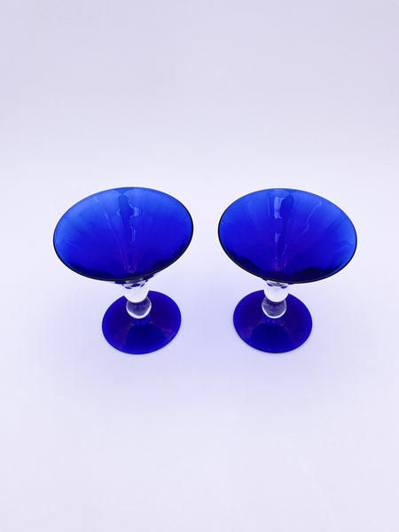 Cobalt Blue Martini Glasses Set