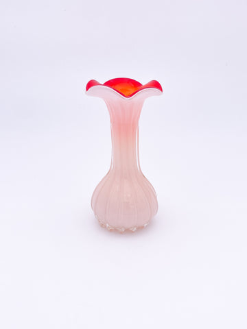 Ribbed Cased Glass Vase