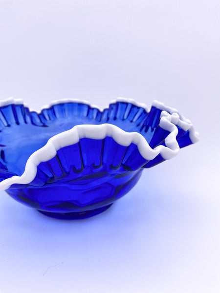 Crimped Cobalt Blue Bowl