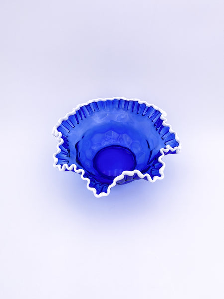 Crimped Cobalt Blue Bowl