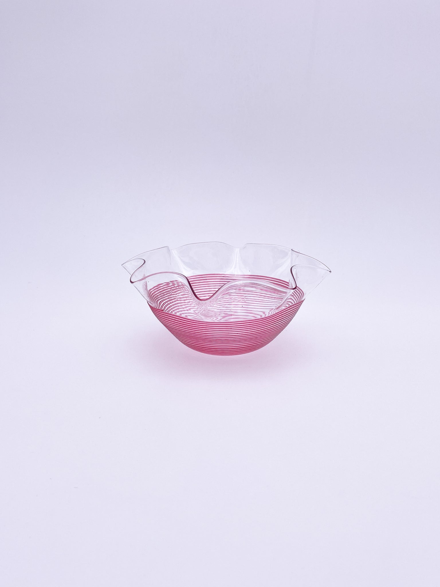 Cranberry Threaded Glass Bowl