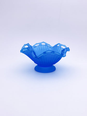 Satin Blue Ruffled Dish
