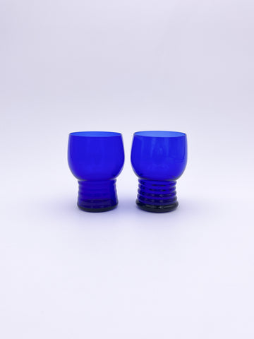 Set of 2 Cobalt Blue Glass