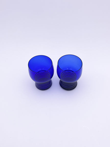 Set of 2 Cobalt Blue Glass