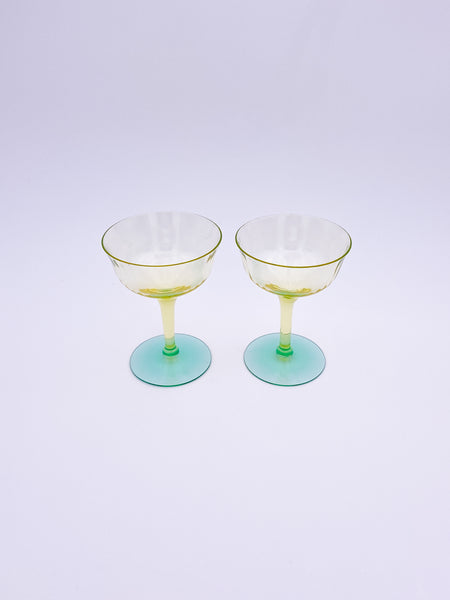 Set of 2 Yellow and Green Glasses