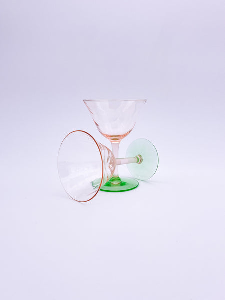 Set of 2 Pink and Green Glasses