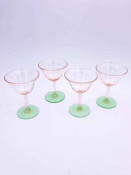 Set of 2 Pink and Green Glasses