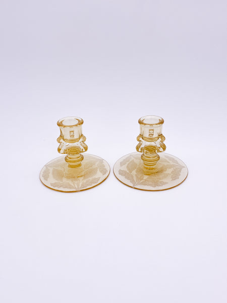 Etched Candle Holder Pair
